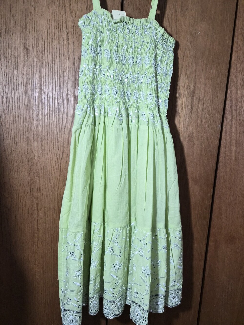 Ladies Silver Sequin Sun Dress, In Soft Lime Green Color. NWT, One Size Fits All